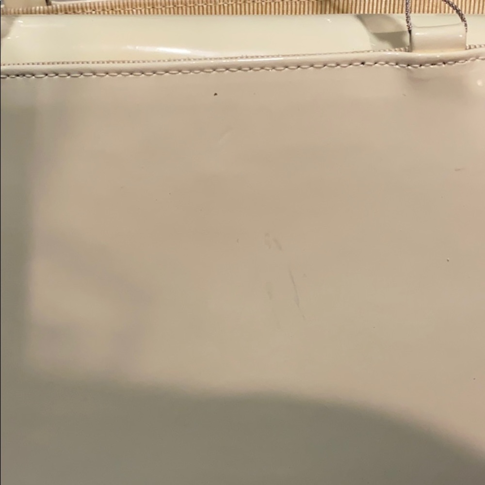 Stuart Weiztman Cream Patent Bag With Beaded Strap - image 4